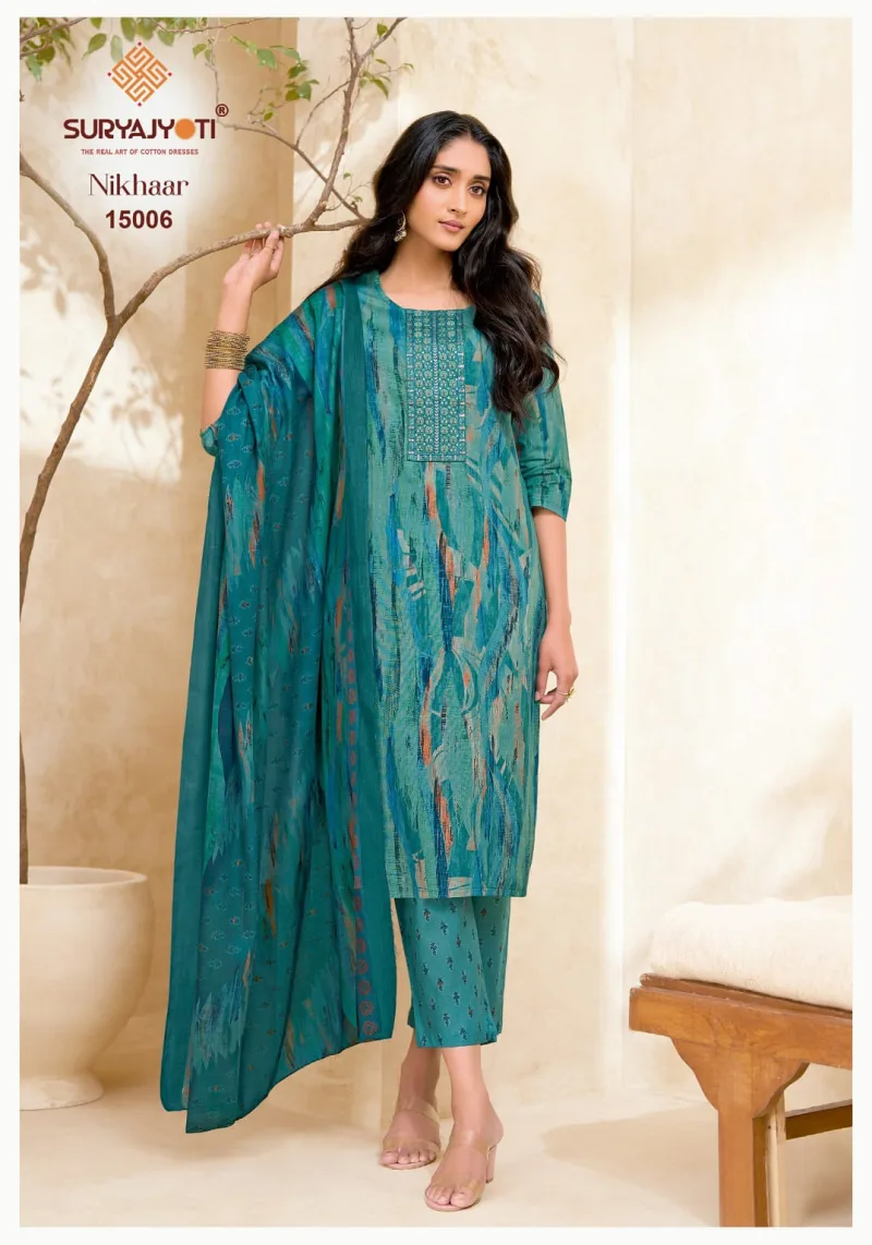 Nikhaar Vol 15 By Suryajyoti Cotton Kurti With Bottom Dupatta